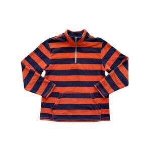 Hanna Andersson Striped Micro Fleece Zip Neck Pullover Size 10